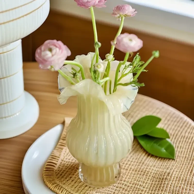 法式折纸芬顿（原色）琉璃花瓶玻璃高级感高档居家轻奢客厅插花花瓶