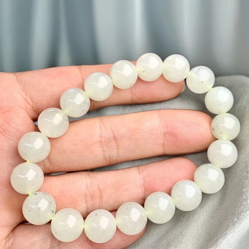 高端缅甸淡雅冰晴牛奶芝麻糊透光透绳上等女生正品100%真翡翠女款