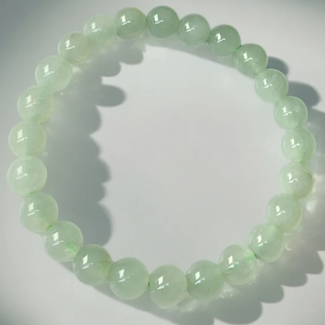 缅甸高端糯种豆绿底透光圆珠上等正宗女生保真翡翠翡翠保真基地