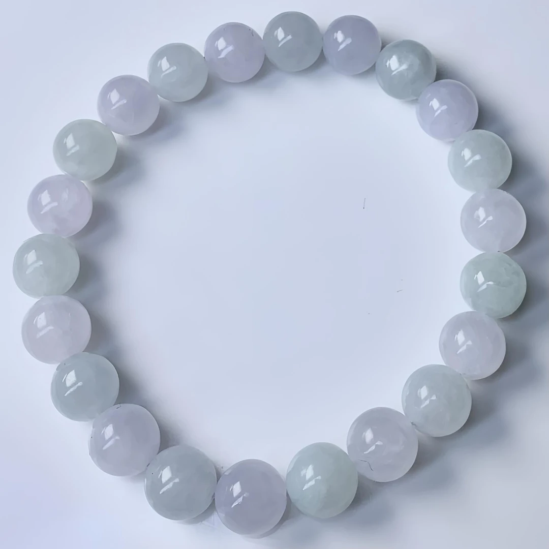 高端上等A级缅甸冰透光春彩系渐变绿A级女生官方正品翡翠翡翠珠串