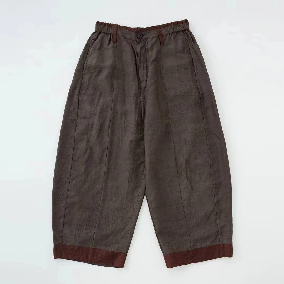 【小姨】分享垒土原创设计复古红柞丝裤子，裤长91/松紧腰