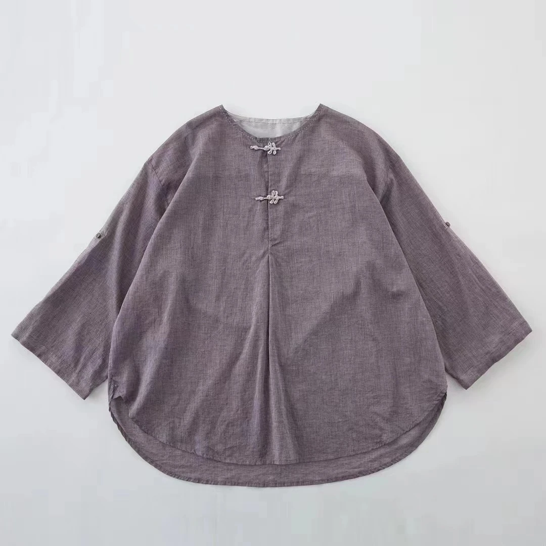 【小姨】分享垒土原创设计紫藤色盘扣衫，衣长77/140胸围
