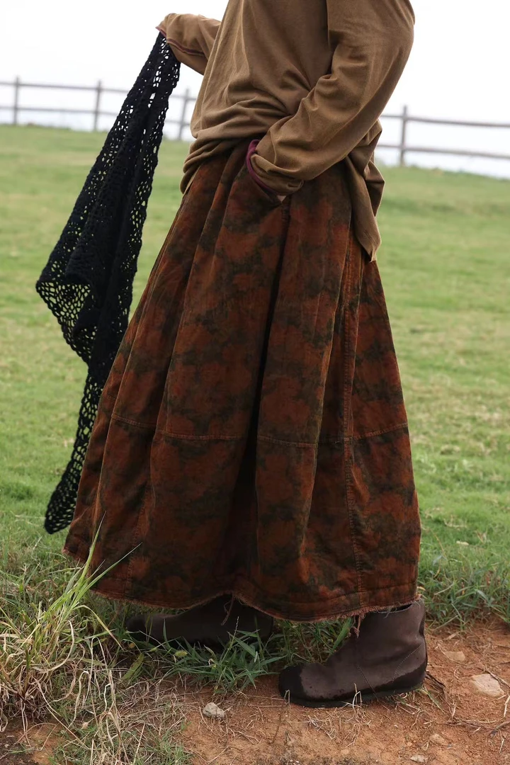 【小姨】分享原创设计复古花软糯薄棉半裙，裙长84/松紧腰