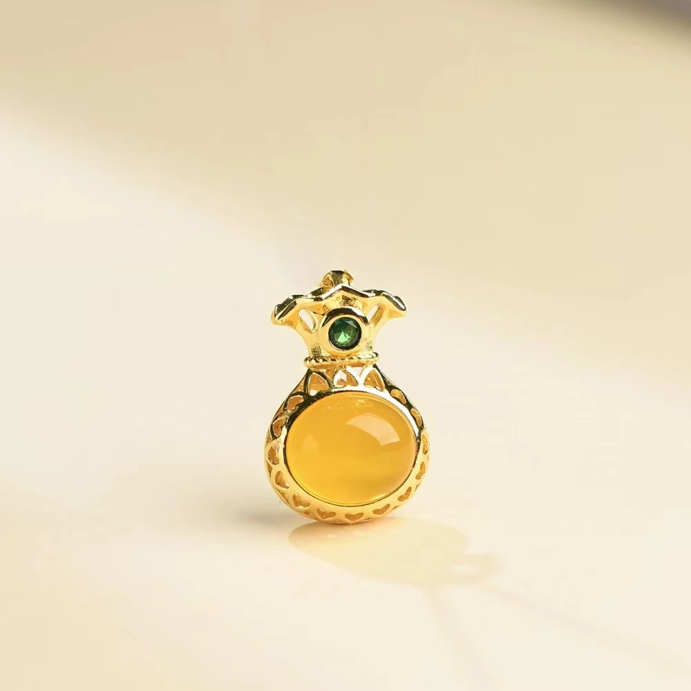 【小五弟专属】袋袋有福玉髓合金镶嵌吊坠BM-S054（赠合金链）