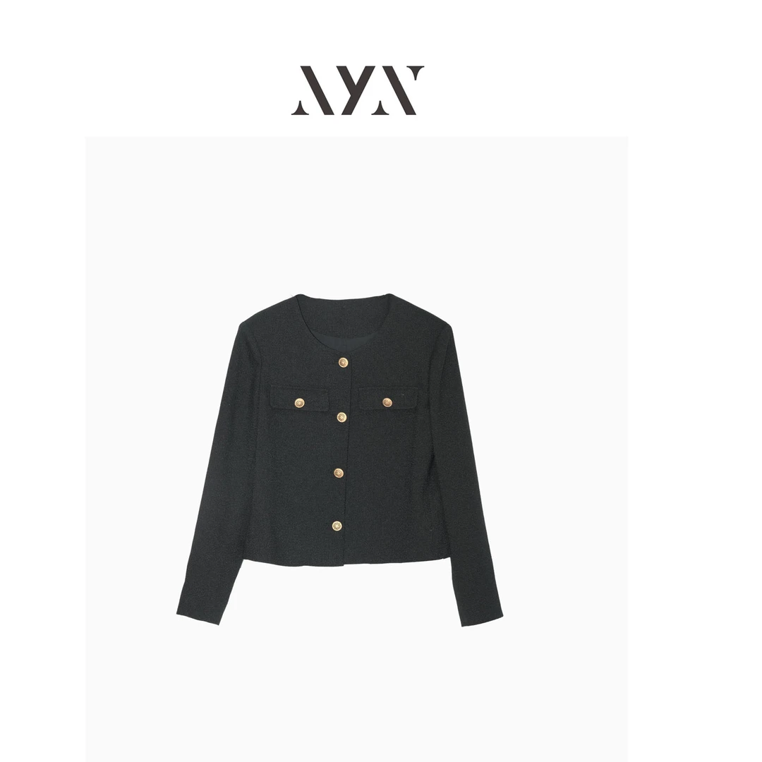 【私服系列】OM新款简约气质高级感黑色小香风外套NYN088