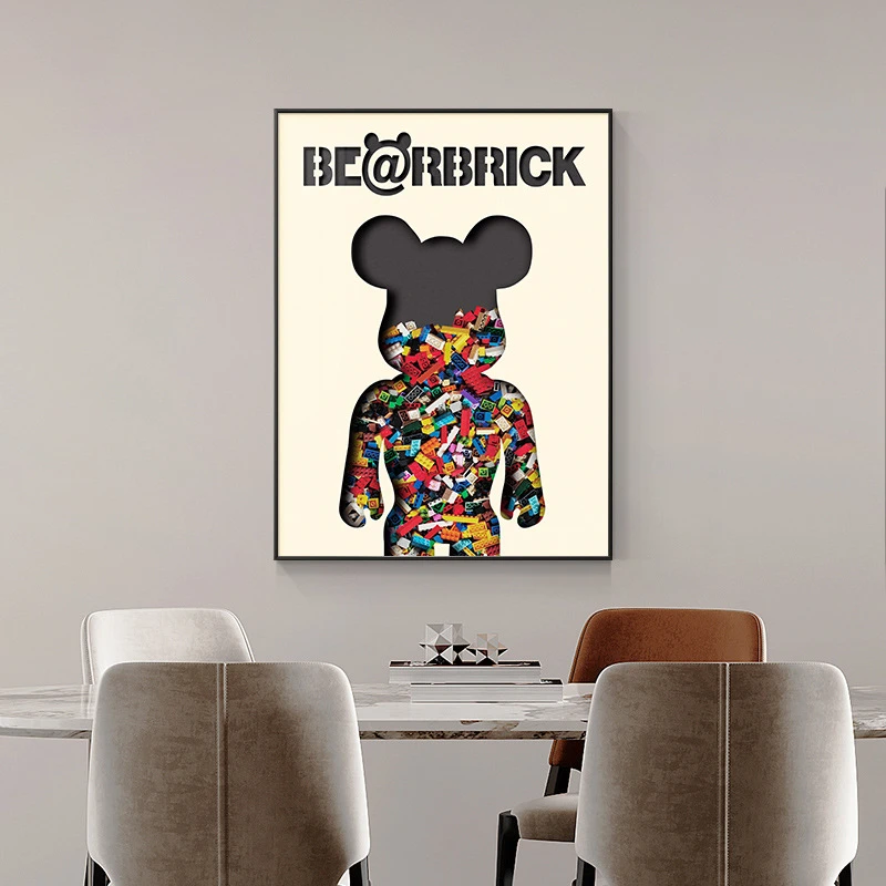 现代简约轻奢暴力熊客厅餐厅电表箱装饰画遮挡挂画2023新款免打孔