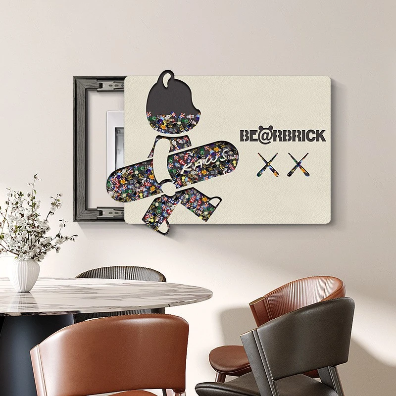 潮流轻奢电表箱装饰画暴力熊积木配电箱遮挡客厅免打孔创意挂画