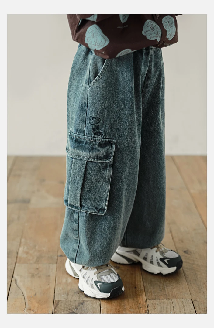 YOEHYAUL/幼悠【史前萌兽】秋三波男童秋季舒适宽松 牛仔裤 N5347