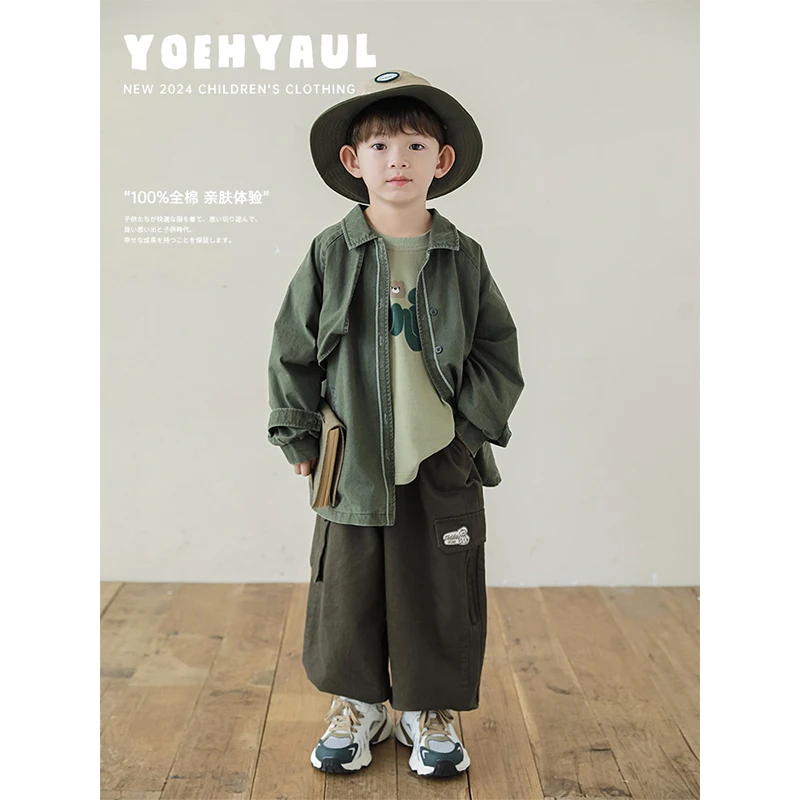 幼悠 男童 秋一波 休闲时尚复古潮流百搭宽松帅气外套 淸 N5200
