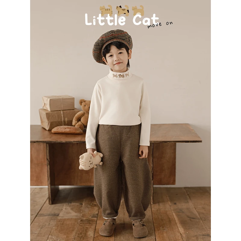 YOEHYAUL/幼悠【奇遇猫咪】冬一波男童洋气休闲小猫打底衫  N5612