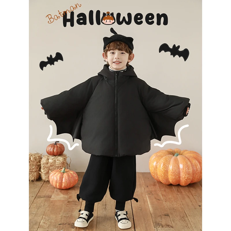 YOEHYAUL/幼悠幼悠冬三波帅气暗夜飞行蝙蝠潮酷棉衣童装N5631