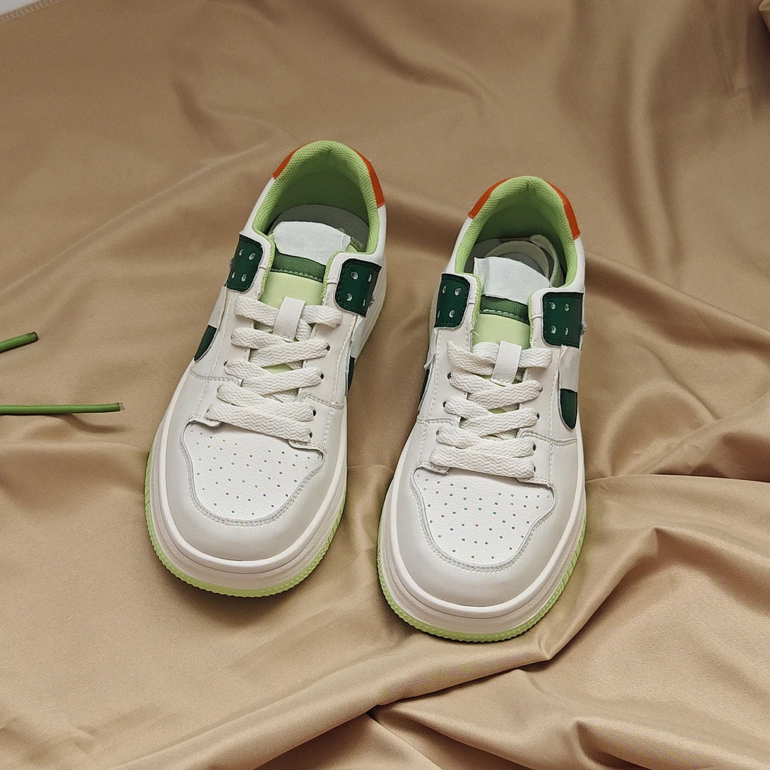 时尚休闲板鞋拼色女鞋6318百搭学生厚底秋季平底鞋X6318