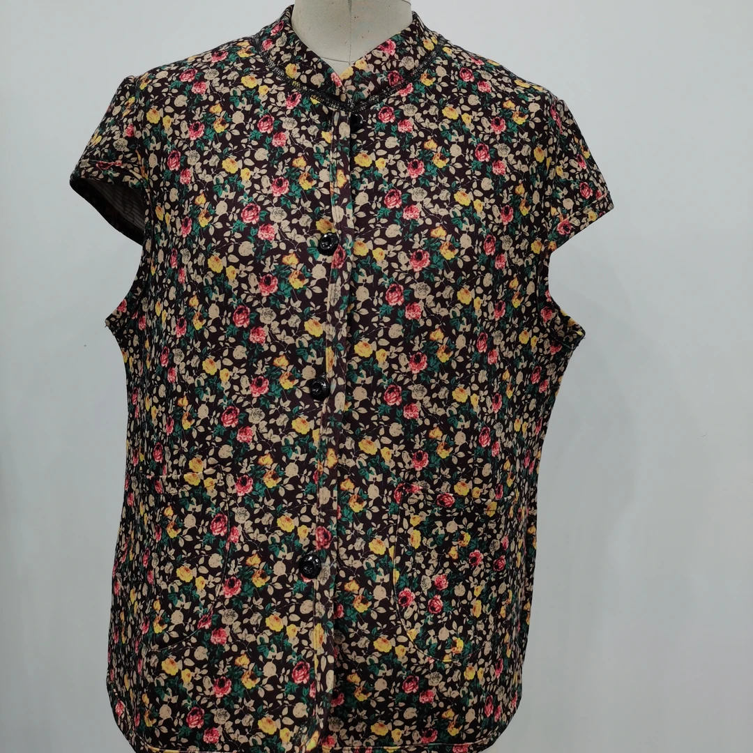 shimoran/释默然女士秋冬印花护肩驼绒保暖棉马夹百搭