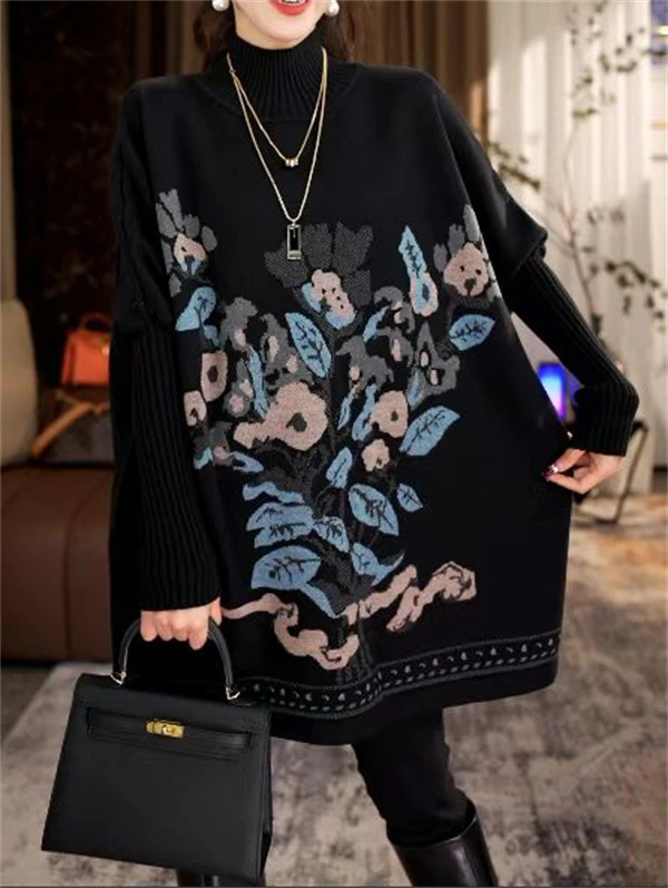 加厚保暖【梵高】秋冬必备时尚上档次洋气宽松高档毛衣上衣-7022#