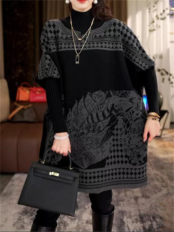 加厚保暖【闲时月】秋冬必备时尚上档次洋气宽松高档毛衣上衣-4000#