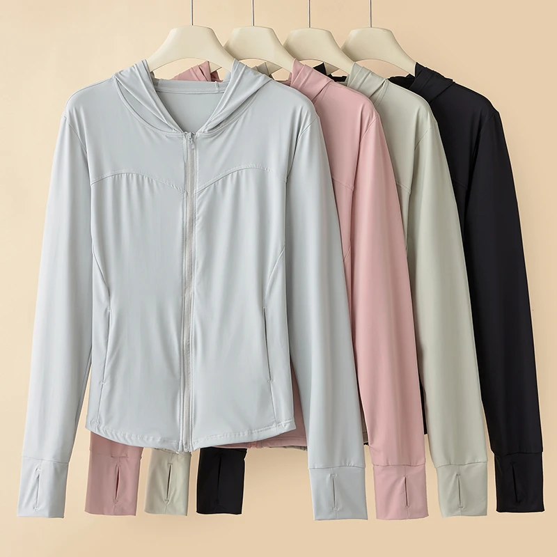 新款女士防晒衣长袖黑胶休闲连帽夏季薄款户外透气防紫外线防晒服