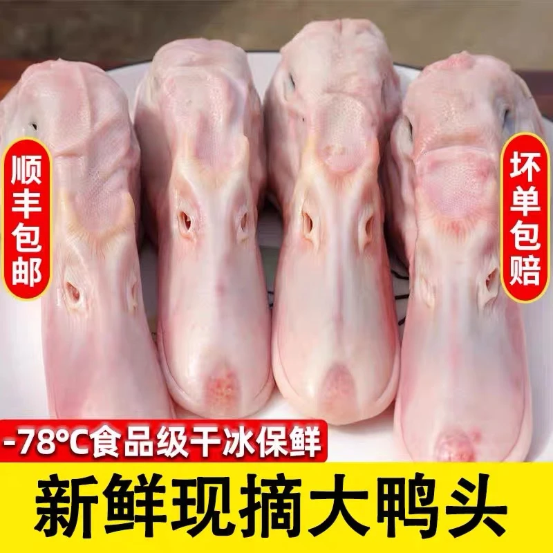 鸭头冷冻批发 鸭头生鲜 鸭头整箱批发 鸭货生鲜 大号新鲜生鸭头
