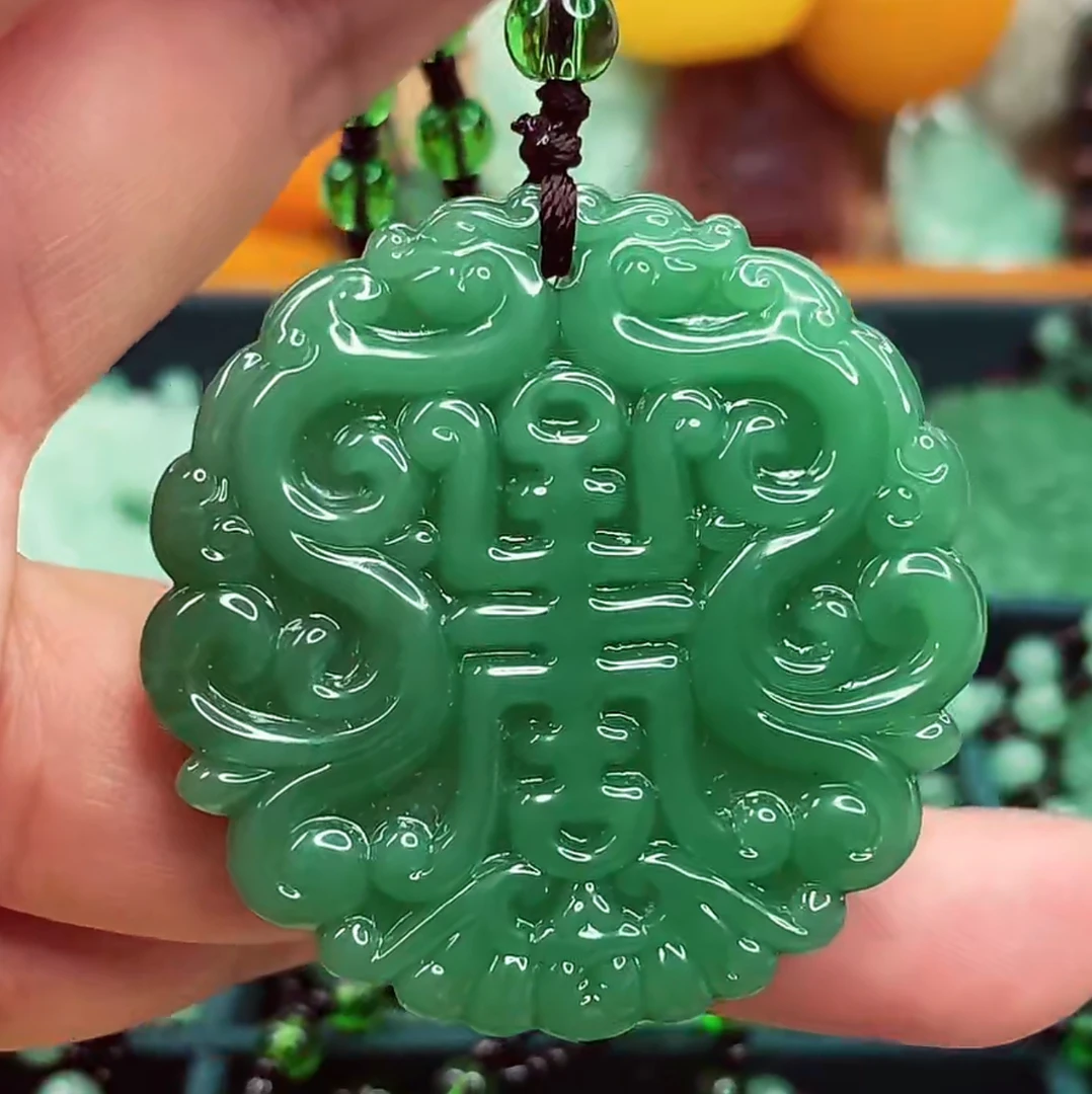 FS7.深绿福寿安泰吊坠经典百搭男女同款