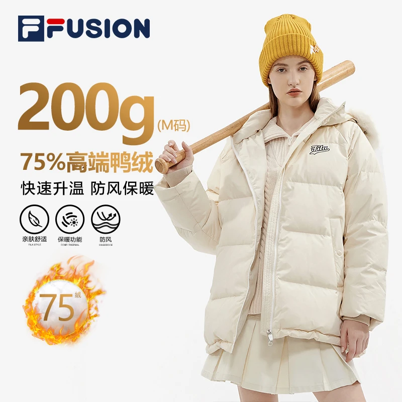 FILA斐乐中长款羽绒服【加厚防风保暖】冬季休闲外套女T11W242909F