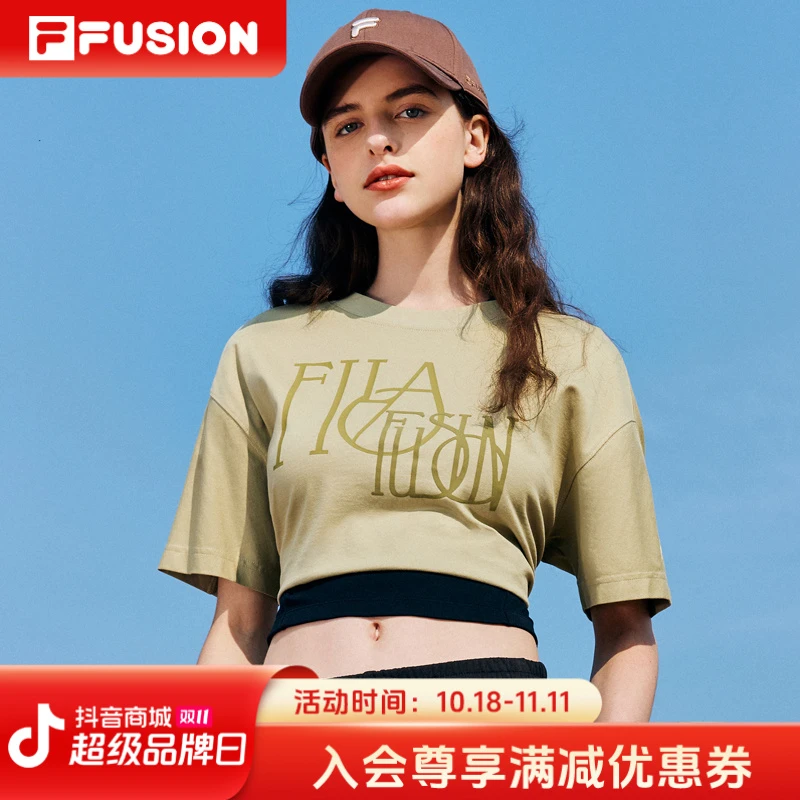 Fila/斐乐【短款宽松】纯棉2024新款夏季休闲短袖T恤女T11W433103