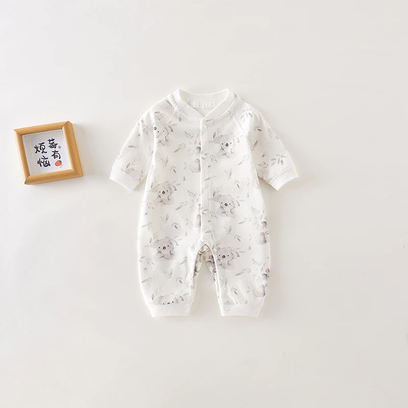 婴儿打底连体衣a类纯棉春秋款爬服无骨哈衣男女宝宝衣服可爱春装