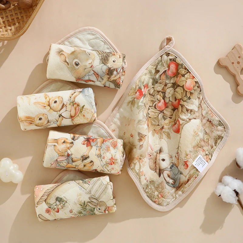 新生儿纱布方数码印花巾婴儿手帕幼儿园口水巾a类纯棉口水围兜