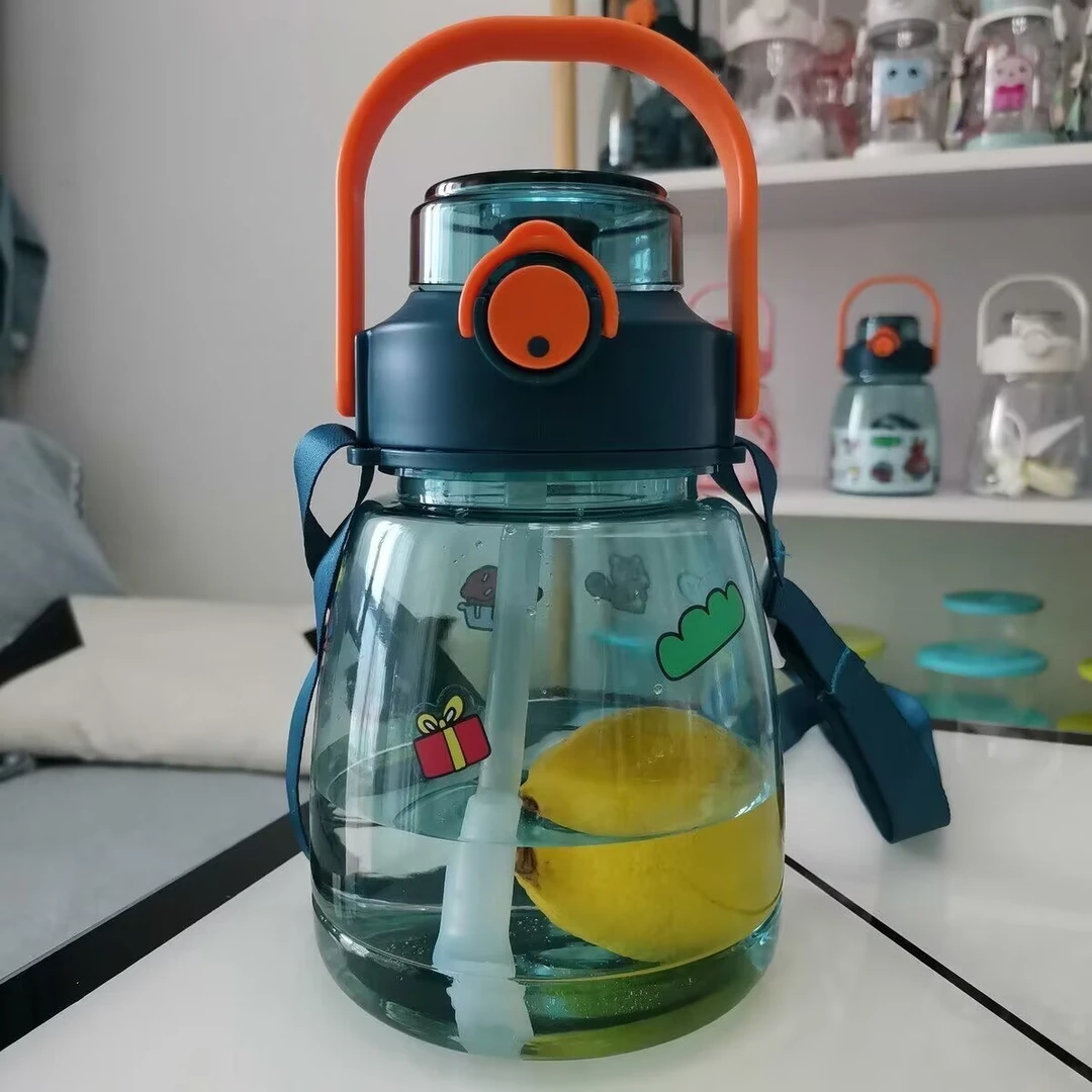 网红单饮水杯女夏季便携大容量可爱带吸管杯高颜值水桶杯子大肚杯