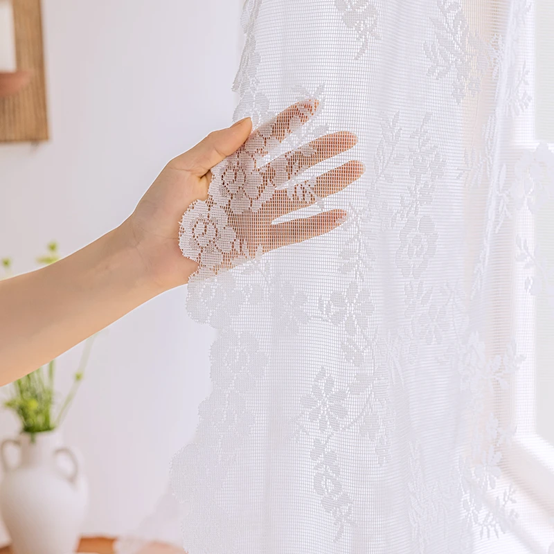 2024新款高端白色蕾丝窗帘纱婚礼纱幔网纱甜品台拍照道具面料布料