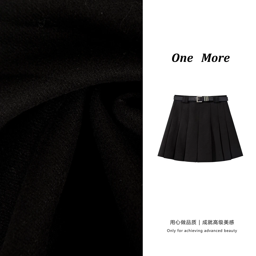 ONE MORE显瘦高腰时尚百搭夏季黑色秋季美感短裙A1SA4370K901