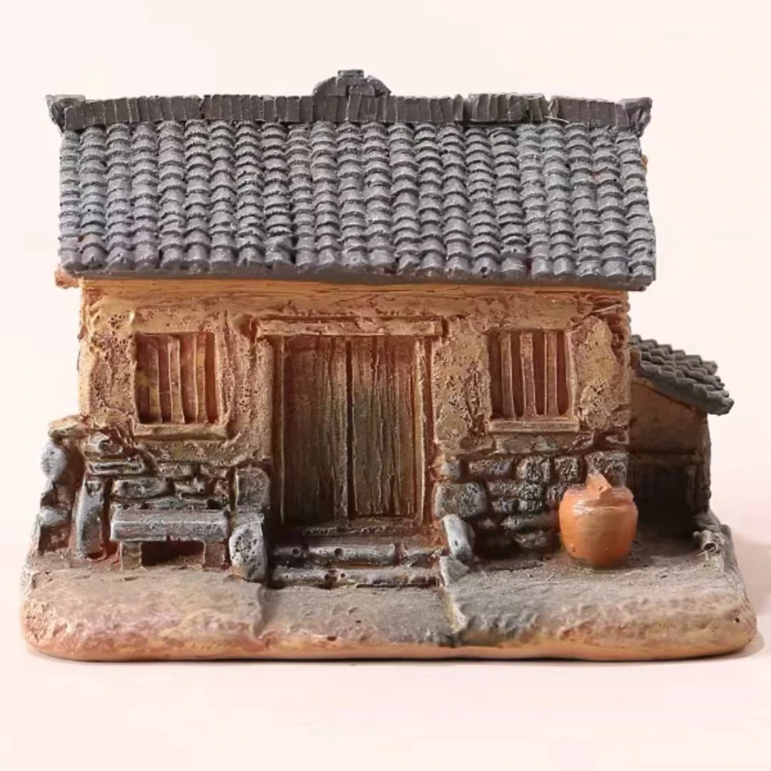 迷你小屋老房子摆件复古小模型桌面创意微景观庭院客厅创意摆件