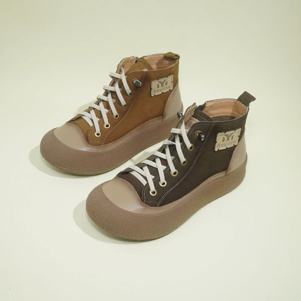 91598 英伦风复古休闲鞋2024秋季新款真皮系带小单鞋平底大码女鞋