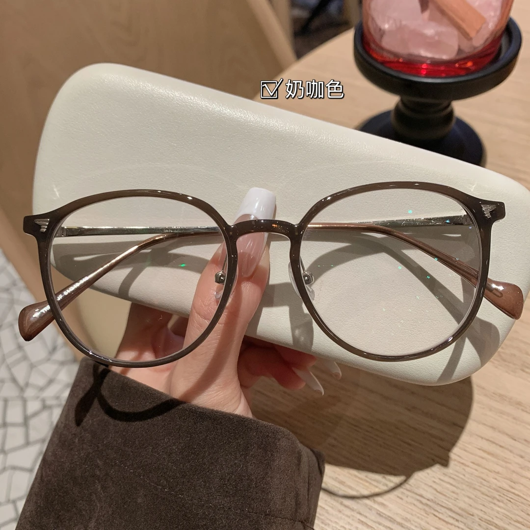 景拓新款显脸小眼镜可配度数近视圆脸显瘦防蓝光眼镜框护眼奶咖镜