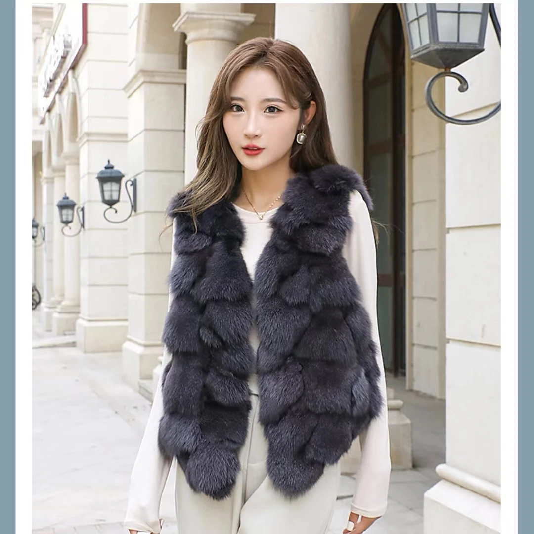 2023新款狐狸毛马甲秋冬百搭显瘦马甲外套保暖加厚马夹