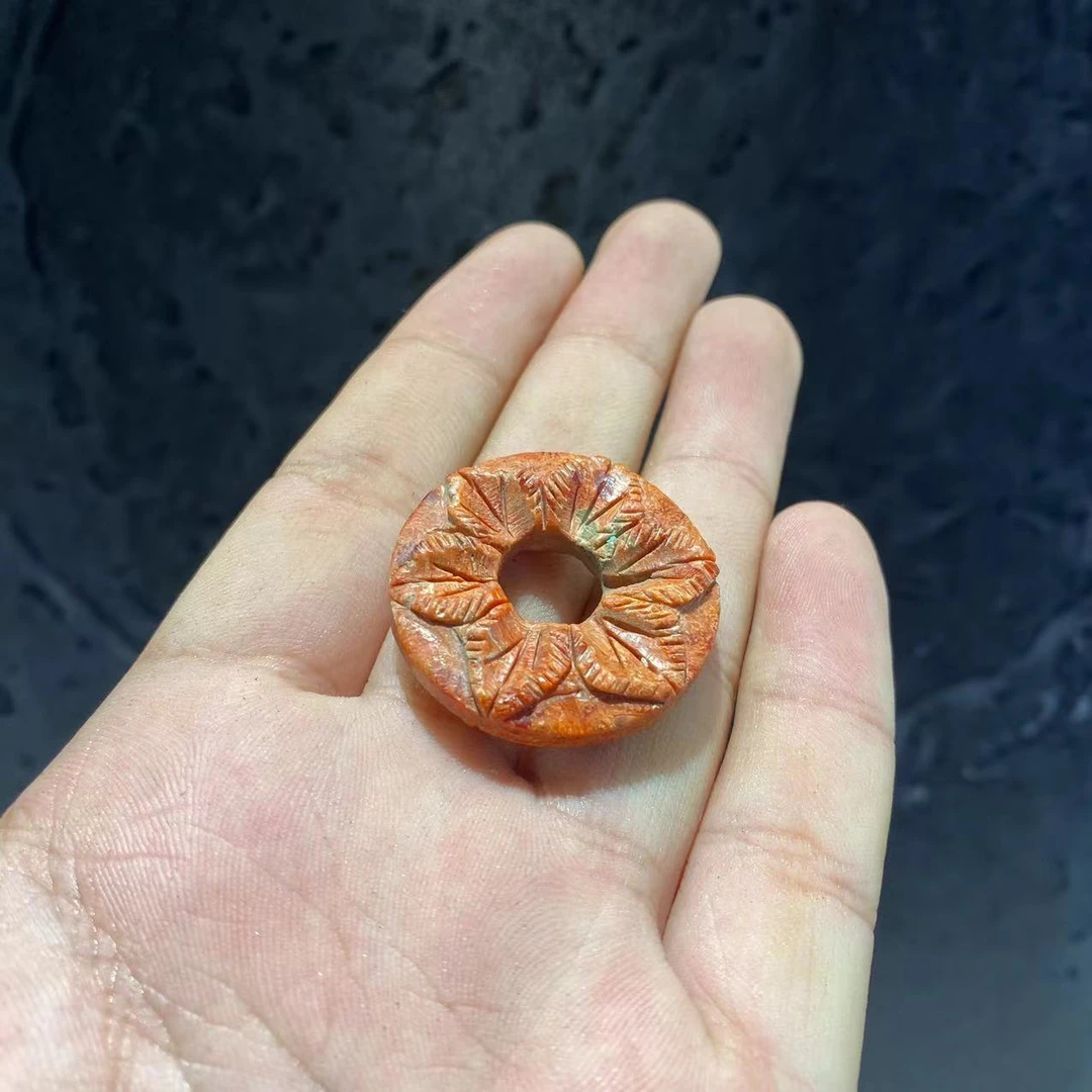 非金属玻璃吊坠 D540 红色玻璃圆牌吊坠