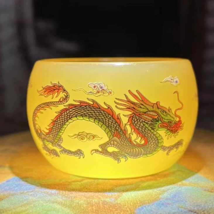 【闪购商品】高端茶器 黄琉璃双龙戏珠（无礼盒）陶瓷 茶具