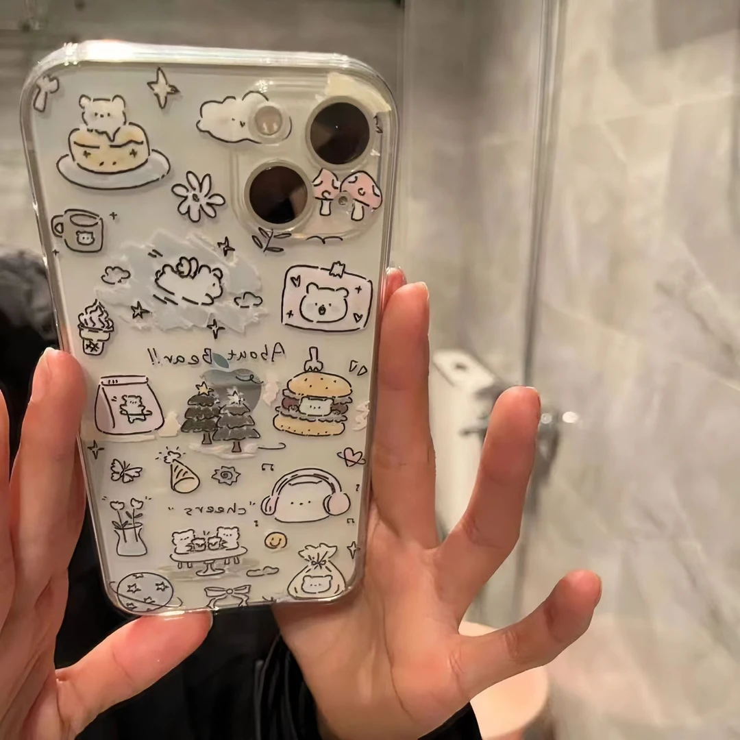 适用于苹果华为OPPO/VIVO魔方透明ins耳机小狗IQOO小米手机壳真我