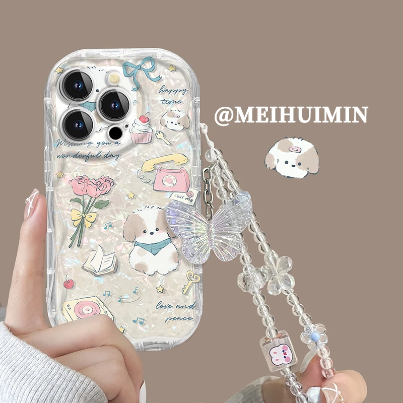 ins玫瑰小狗适用于苹果华为OPPO/VIVO奶油纹IQOO小米女手机壳真我