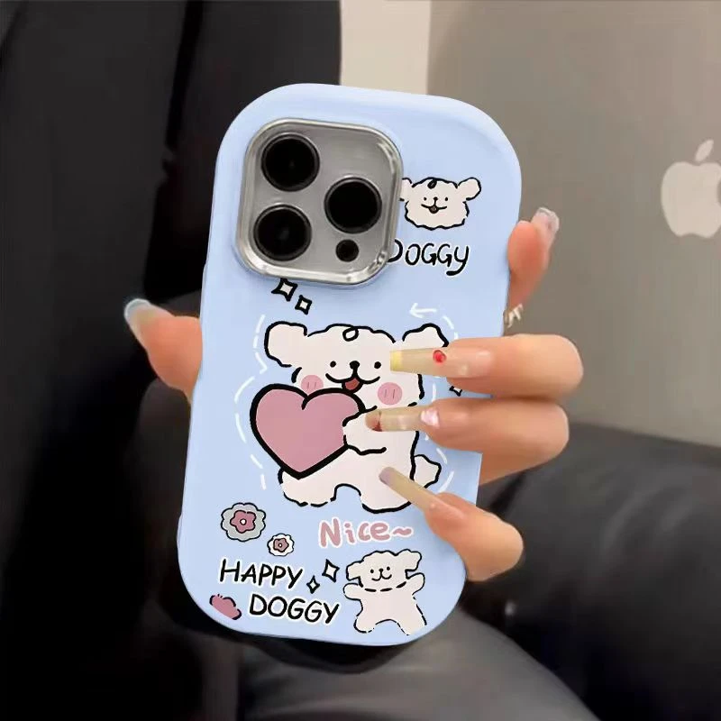 适用于苹果华为OPPO/VIVO金属小胖墩爱心小狗小米/IQOO创意手机壳