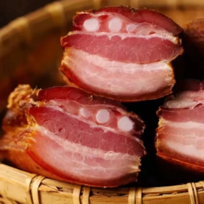 湖南柴火烟熏五花肉500g湖南腊肉腊味咸肉多层肉瘦肉