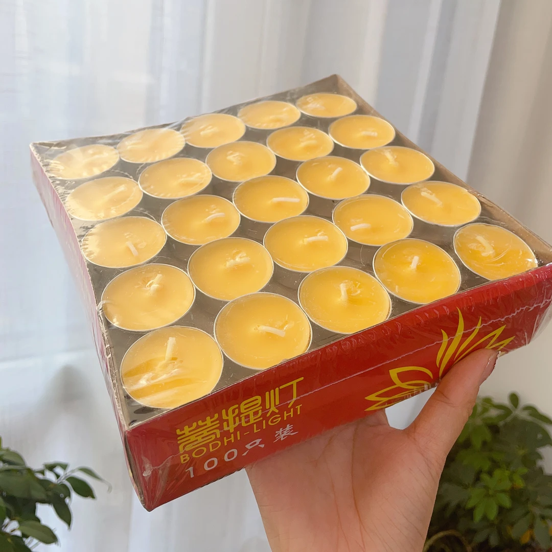温茶蜡烛酥油蜡4小时100粒装菩提灯加热烤枣无烟环保