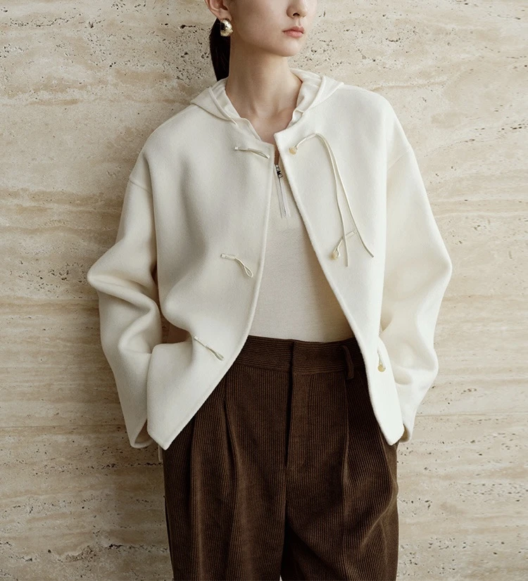 秋冬季艾家同款新中式国风盘扣圆领短款毛呢外套绵羊毛1089