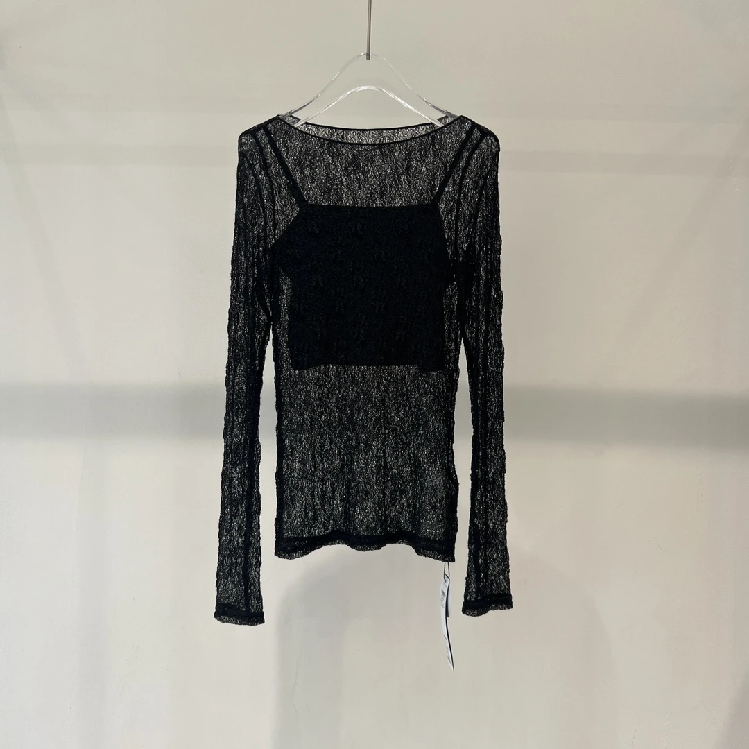 秋冬季艾家同款蕾丝打底衫两件套上衣6060