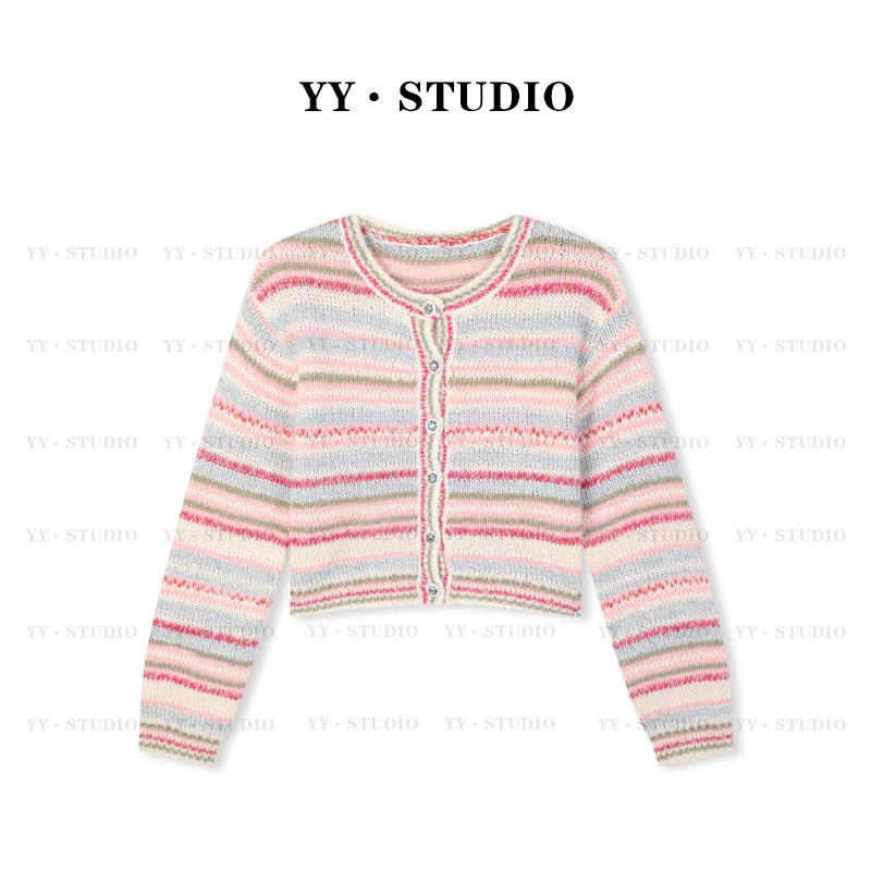【YANYAN】早秋新款彩色条纹毛衣针织开衫长袖外套YY-5721