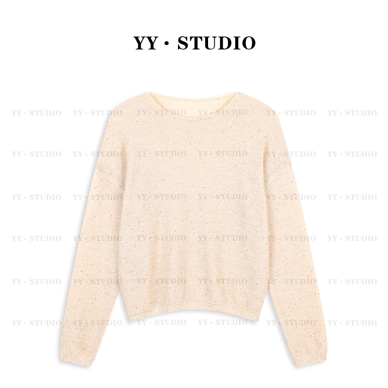 【YANYAN】早秋新款圆领纯色亮片针织衫长袖YY-5201