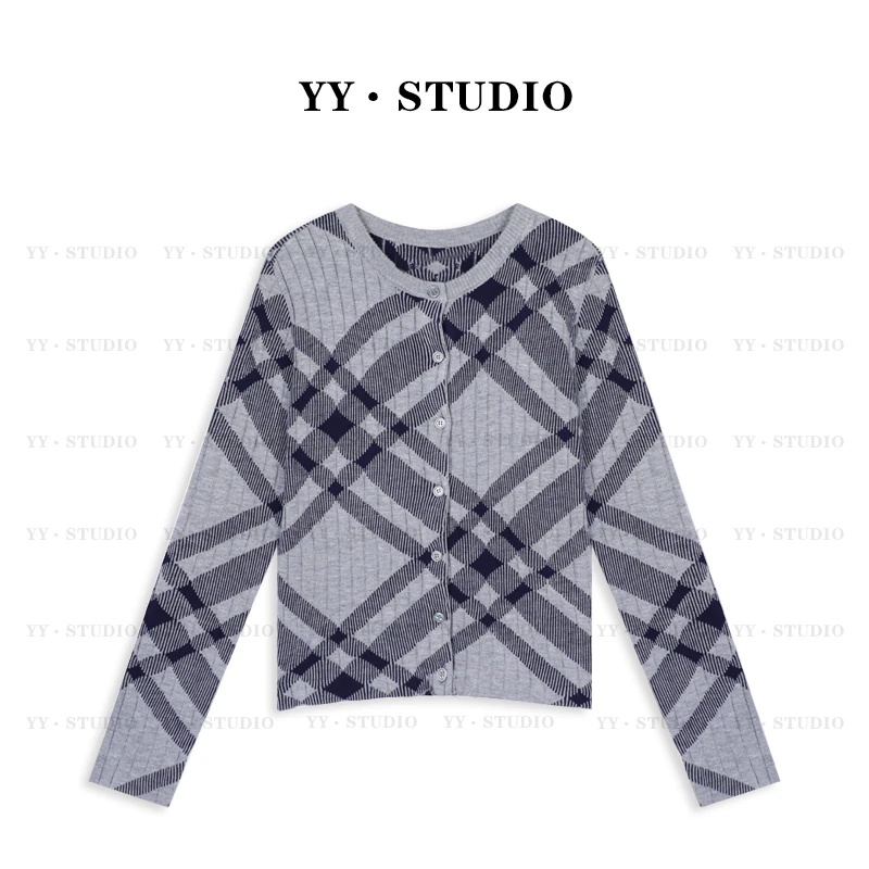 【YANYAN】早秋新款格子针织开衫长袖YY-5078