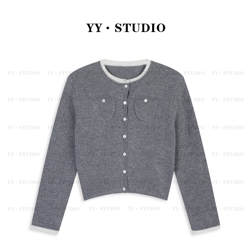 【YANYAN】早秋新款假两件双口袋针织开衫长袖YY-5316