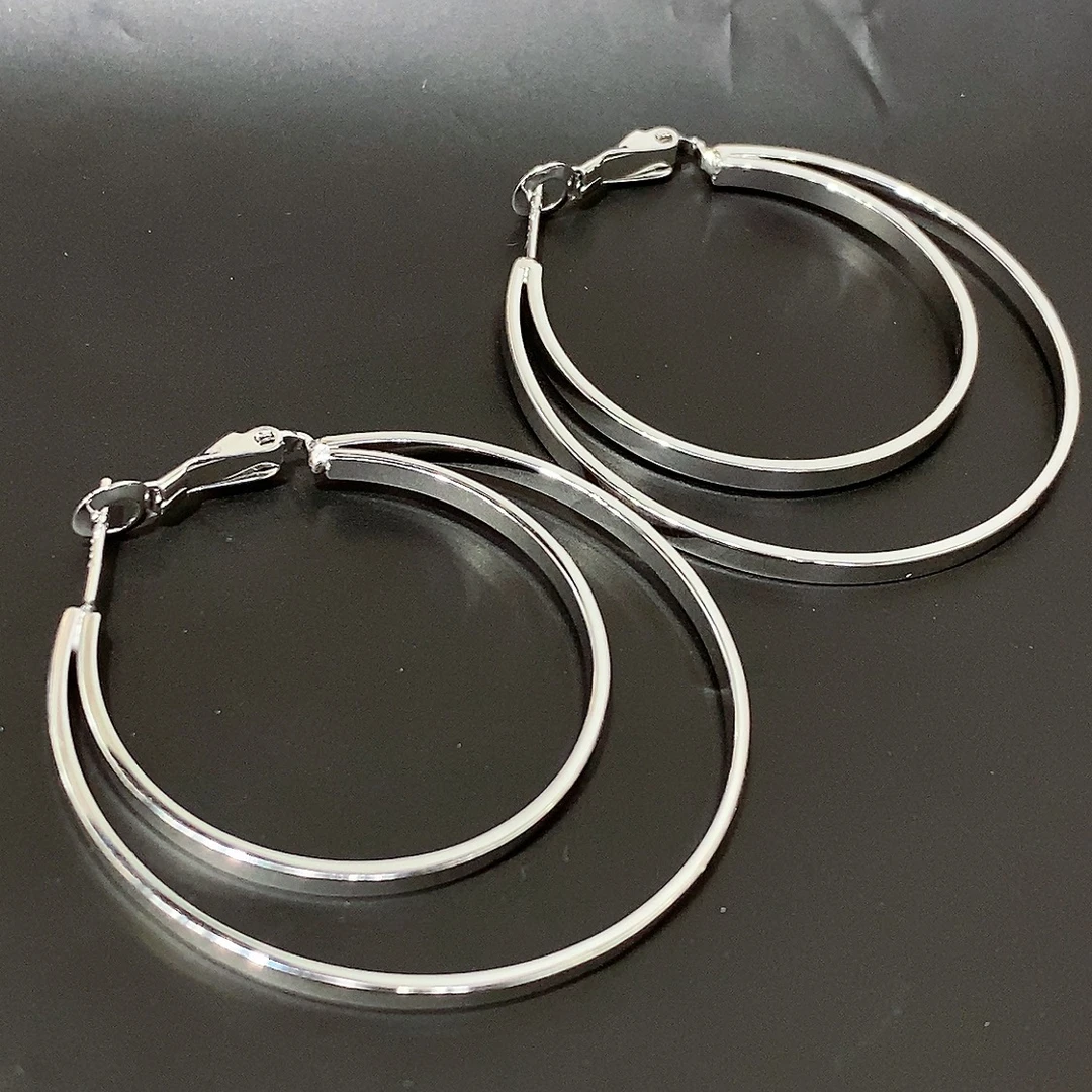 925银耳饰 简约大气双层宽面大耳圈