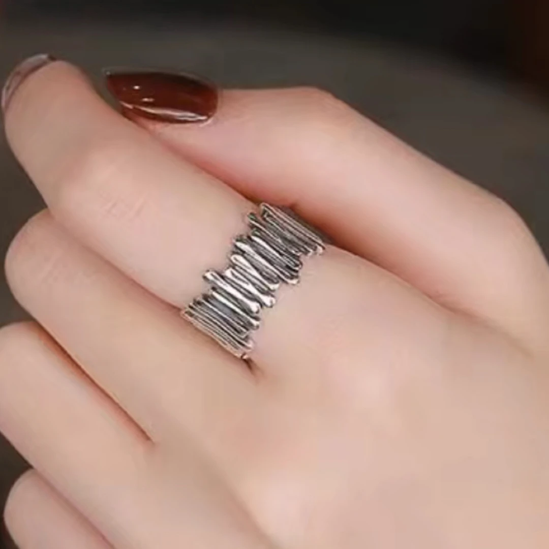 925银戒指 复古小众栅栏戒指