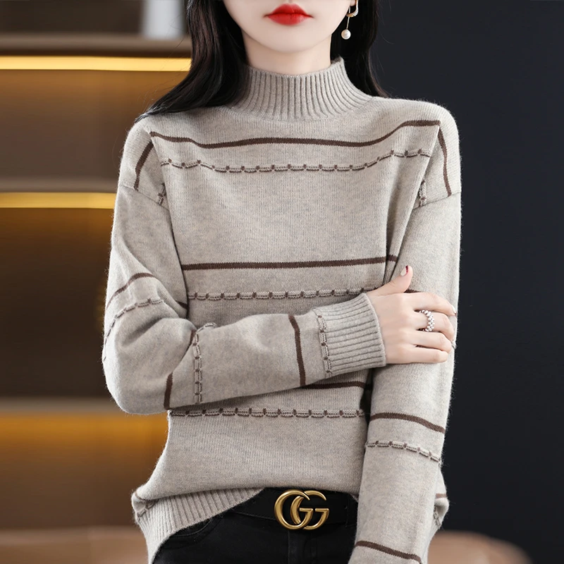 大码半高领打底衫女秋冬新款胖mm宽松内搭遮肚子显瘦上衣针织毛衣