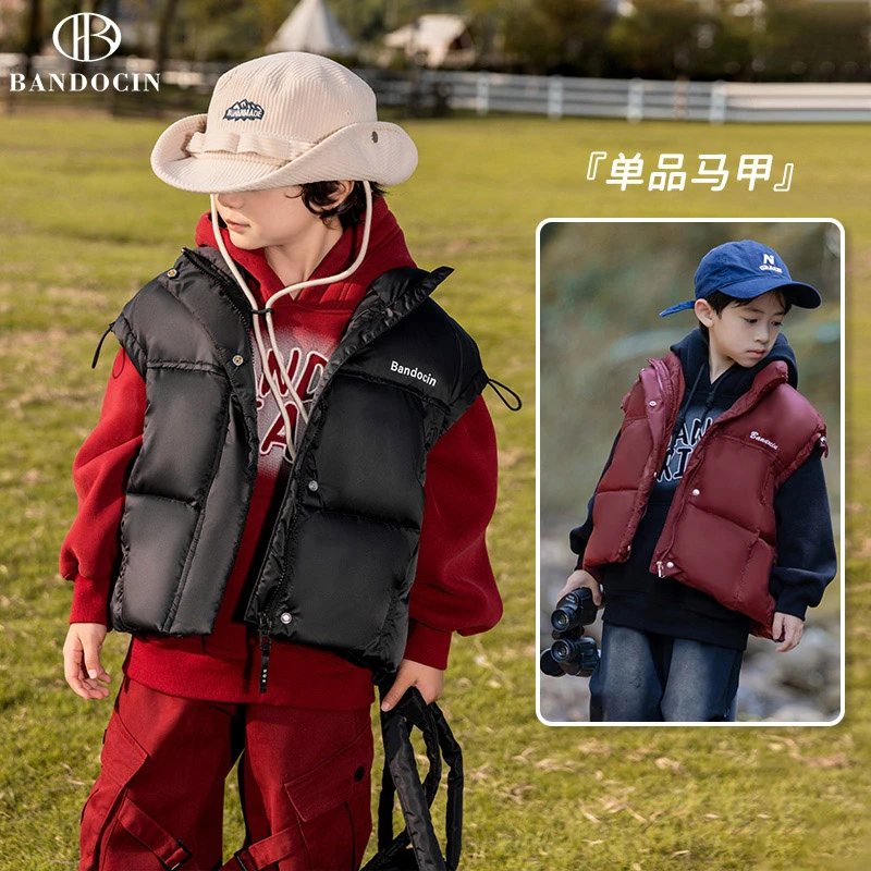 BANDOCIN/半度闲2023新款儿童户外时尚保暖轻薄白鸭绒立领羽绒服